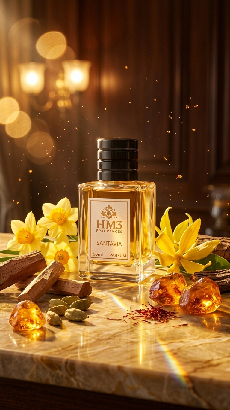 HM3 Santavia Perfume – Woody Amber & Golden Floral Luxury Fragrance