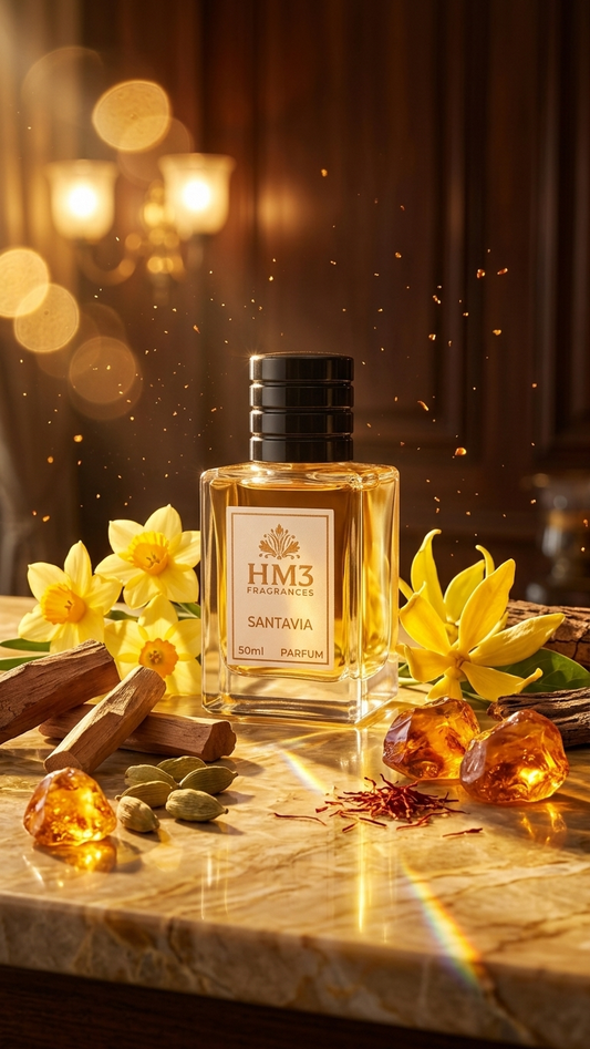 HM3 Santavia Perfume – Woody Amber & Golden Floral Luxury Fragrance